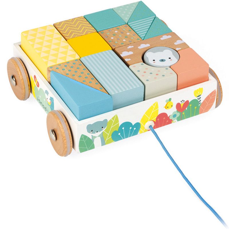 Chariot avec cubes en bois Pure Janod