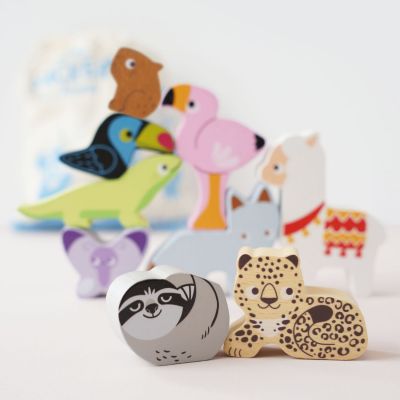 Animaux de la jungle en bois FSC à empiler