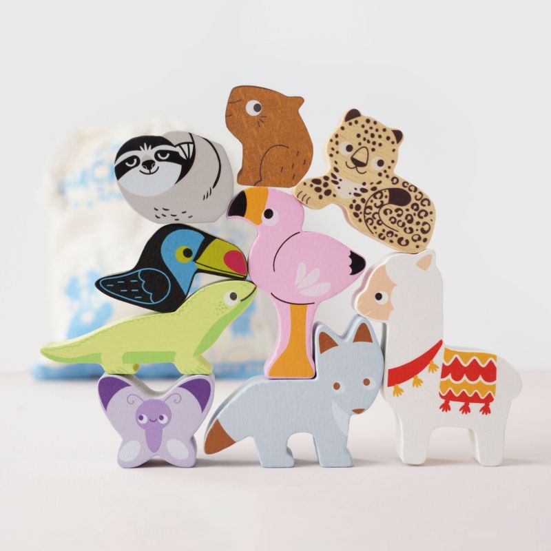 Animaux de la jungle en bois FSC à empiler Le Toy Van Ambiance 4