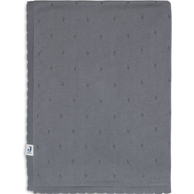 Couverture en coton bio Pointelle Storm Grey (75 x 100 cm) Jollein