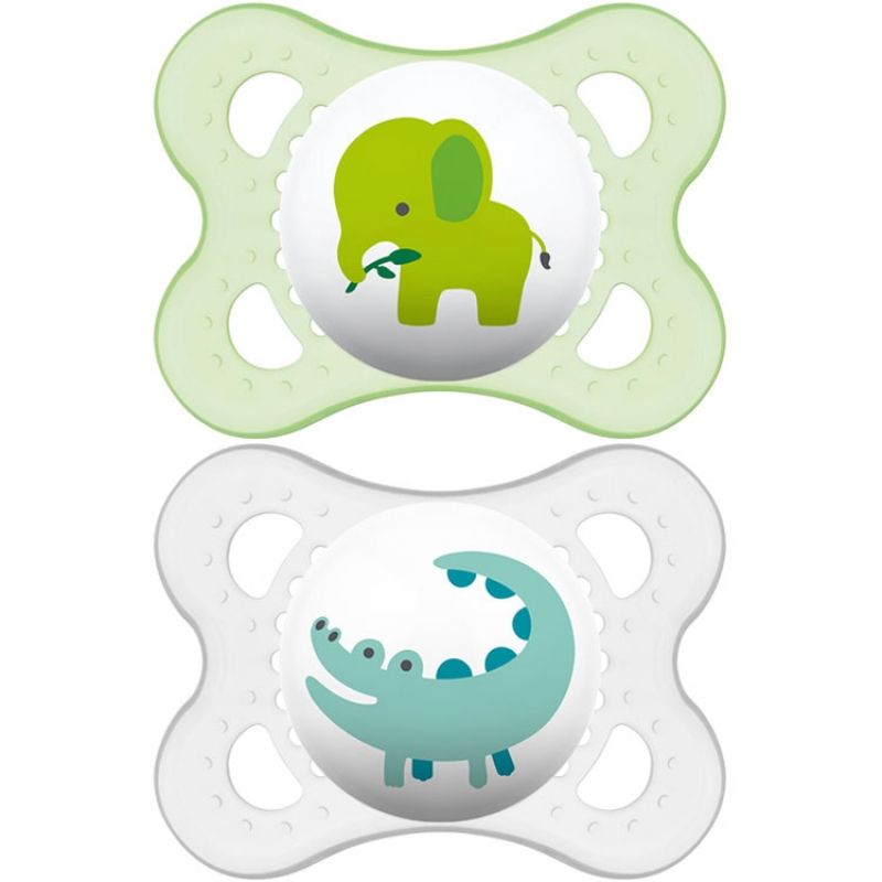 Lot de 2 sucettes anatomiques Décor animaux mixte en silicone (0-6 mois) MAM
