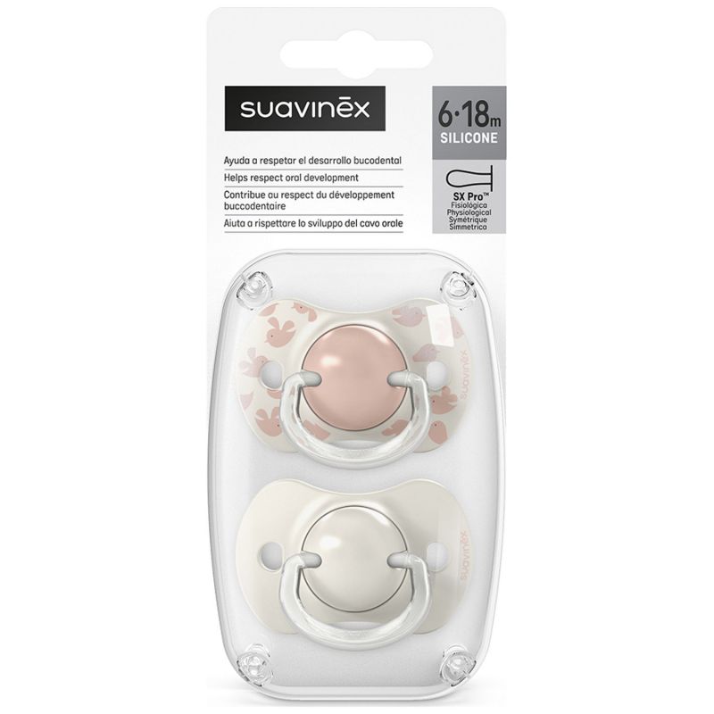 Lot de 2 sucettes symétriques SXPro Birdies Rose (6-18 mois) Suavinex Produit 6