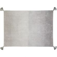 Tapis lavable dégradé avec pompons gris foncé gris clair (120 x 160 cm)  par Lorena Canals