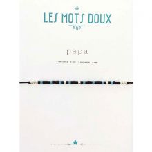 Bracelet message en morse Papa noir et bleu (perles en pâte de verre)  par Les Mots Doux