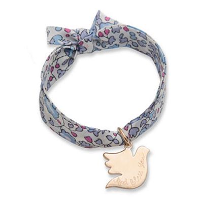Bracelet enfant Liberty avec colombe personnalisable (plaqué or) Merci Maman
