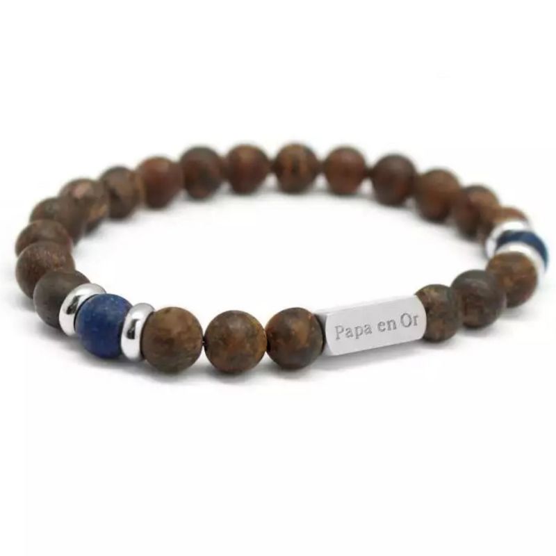 Bracelet perles papa Bronzites et Lapis Lazuli (personnalisable) Petits trésors Produit 1