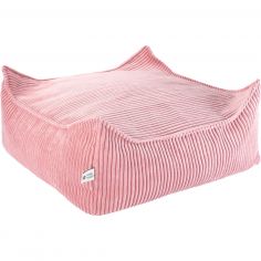 Pouf Ottoman Square Pink Mouse velours côtelé - Wigiwama