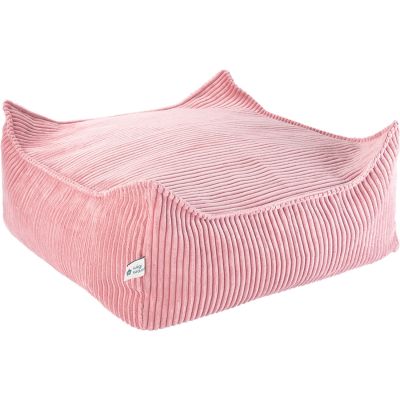 Pouf Ottoman Square Pink Mouse velours côtelé  par Wigiwama