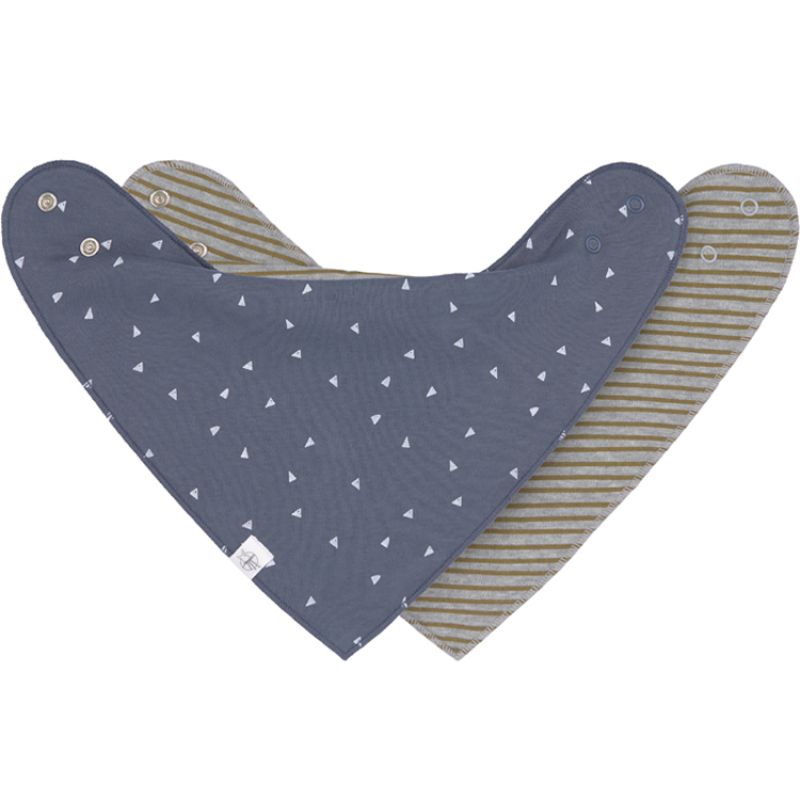 Lot de 2 bavoirs bandanas bleu et gris chiné Lässig