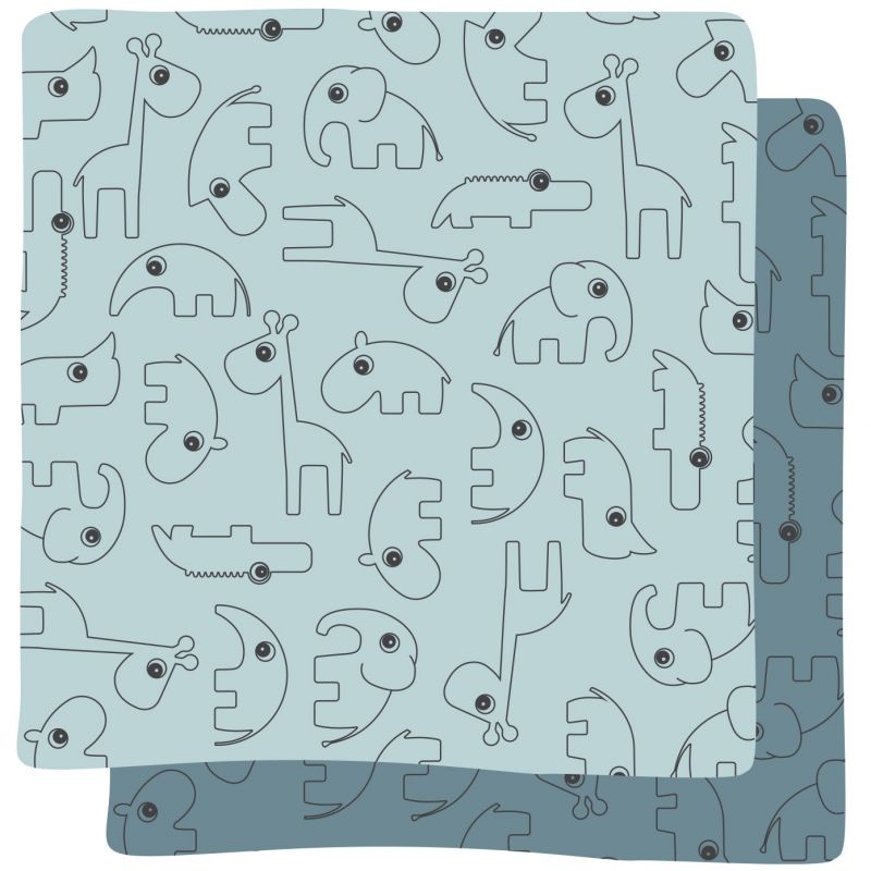 Lot de 2 maxi langes Contour bleu (120 x 120 cm)                        Done by Deer