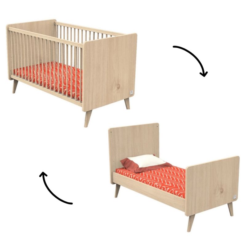 Lit bébé évolutif en lit junior Little Big Bed Arty (70 x 140 cm) Sauthon mobilier