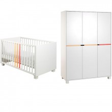 Pack duo lit bébé  et armoire Color line  par Geuther