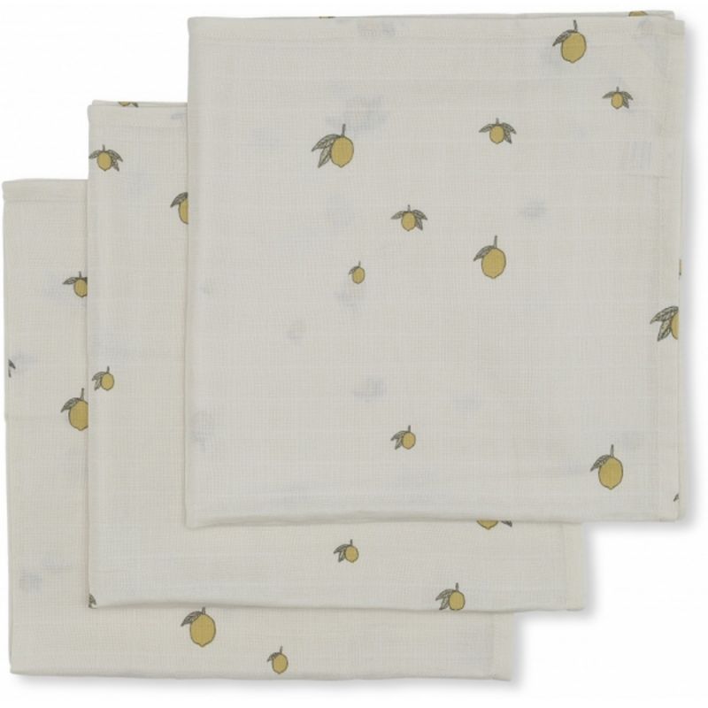 Lot de 3 langes en mousseline Lemon (65 x 65 cm) Konges Slojd Produit 1 grande taille