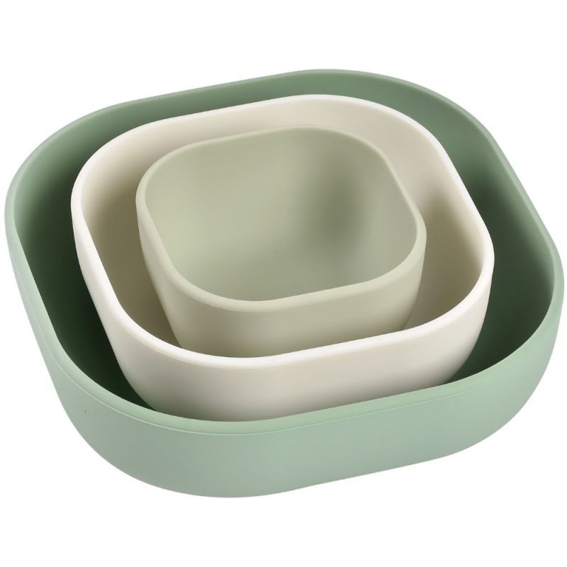 Lot de 3 bols silicone gigogne sagegreen-cotton-mistygreen) Béaba