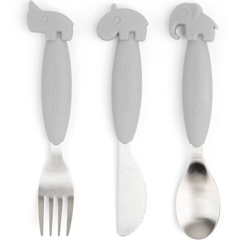 Set de 3 couverts Easy-grip Deer friends Gris Done by Deer