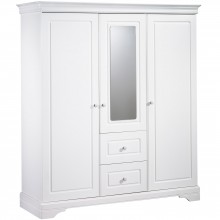 Armoire 3 portes et 2 tiroirs avec miroir Elodie Blanc  par Sauthon Signature
