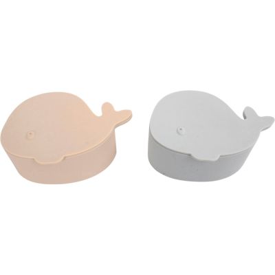 Lot de 2 minis boîtes à goûter en silicone Baleine Bleu  par Filibabba