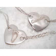 Bracelet empreinte coeur 2 trous coeur sur double chaîne 18 cm (argent 925°)   par Les Empreintes