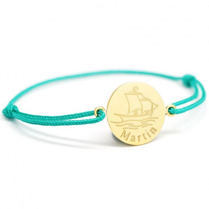 Bracelet cordon Bateau personnalisable (plaqué or) Petits trésors