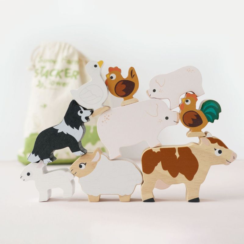 Animaux de la ferme en bois FSC à empiler Le Toy Van Ambiance 2