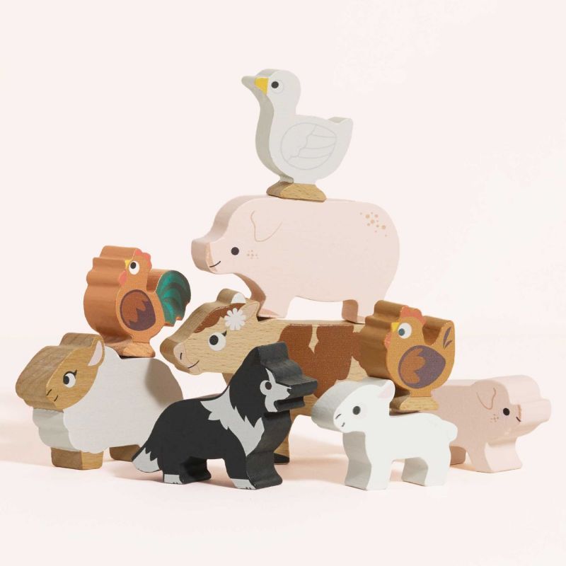 Animaux de la ferme en bois FSC à empiler Le Toy Van Ambiance 3