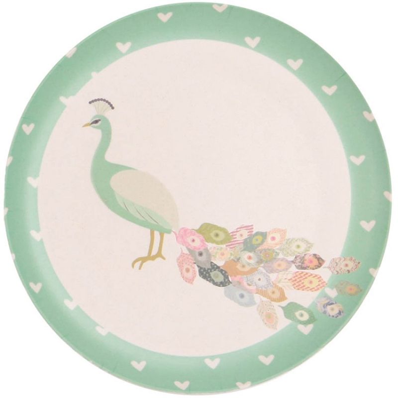 Petite assiette en bambou paon Peacock (20,5 cm) Love Maé