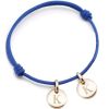 Bracelet cordon 2 charms rond personnalisable (plaqué or) - Petits trésors