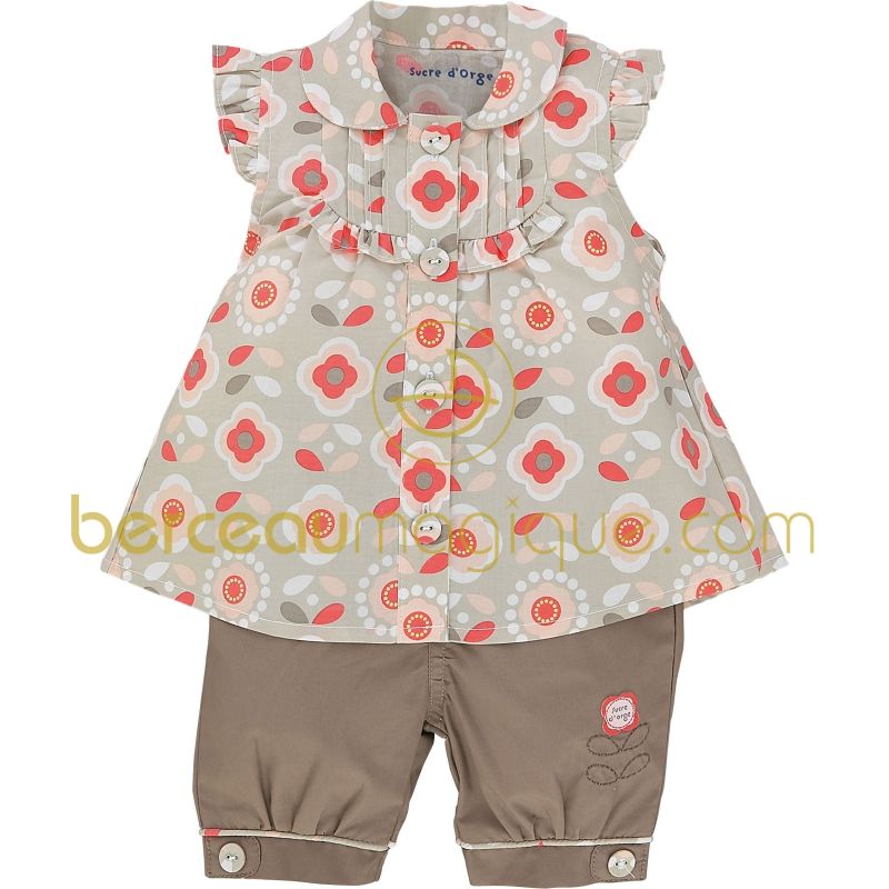Ensemble tunique et pantacourt Corail, rouge & co (3 mois au 24 mois) Sucre d'orge