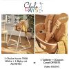 Pack 1 chaise Tibu White + 1 baby set + 1 tablette + 1 coussin Camel  par Charlie Crane