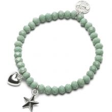 Bracelet Charm perles pistache charm duo étoile et coeur  par Proud MaMa