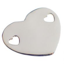 Bracelet empreinte coeur 2 trous coeur sur chaîne simple 18 cm (argent 925°)   par Les Empreintes