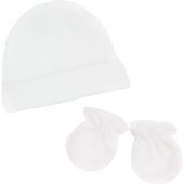 Ensemble bonnet et moufles Blanc (naissance)