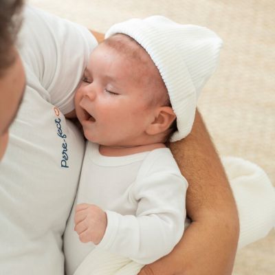 Ensemble bonnet et moufles de naissance Blanc