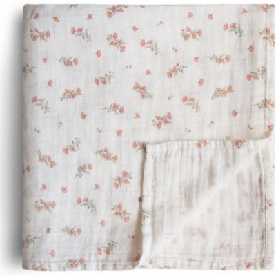 Maxi lange en coton bio Pink Flowers (120 x 120 cm)  par Mushie