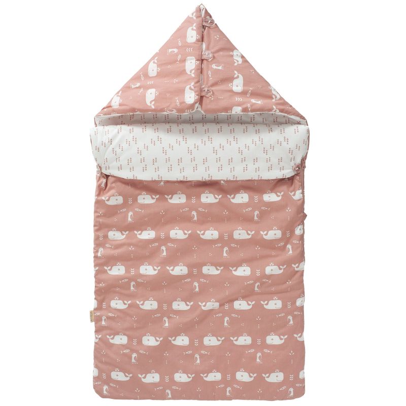 Nid d'ange passe sangle chaud en coton bio Baleine rose (80 cm) Fresk