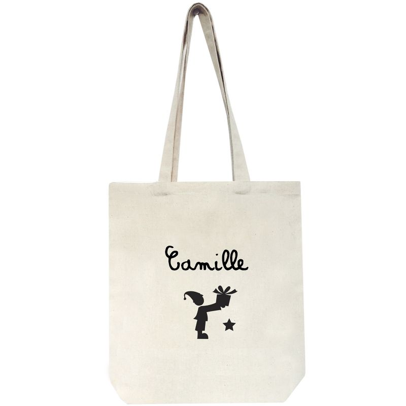 Sac à anses de Noël à motif noir (personnalisable) Les Griottes