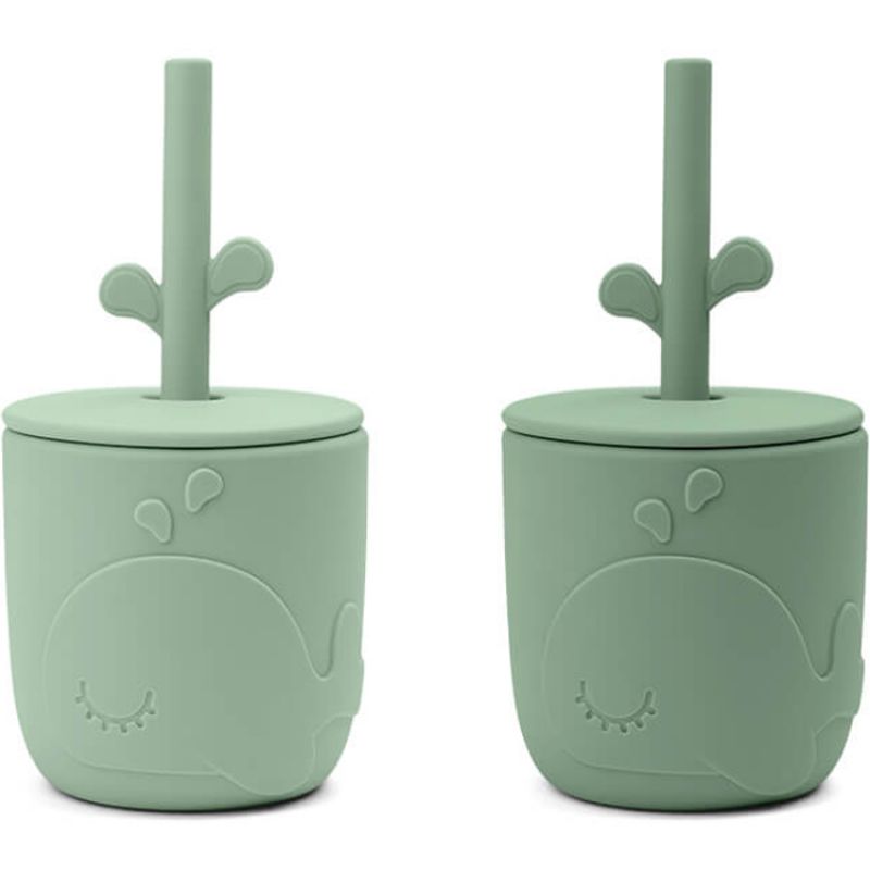 Lot de 2 gobelets à paille Peekaboo Wally Vert Done by Deer Produit 1 grande taille