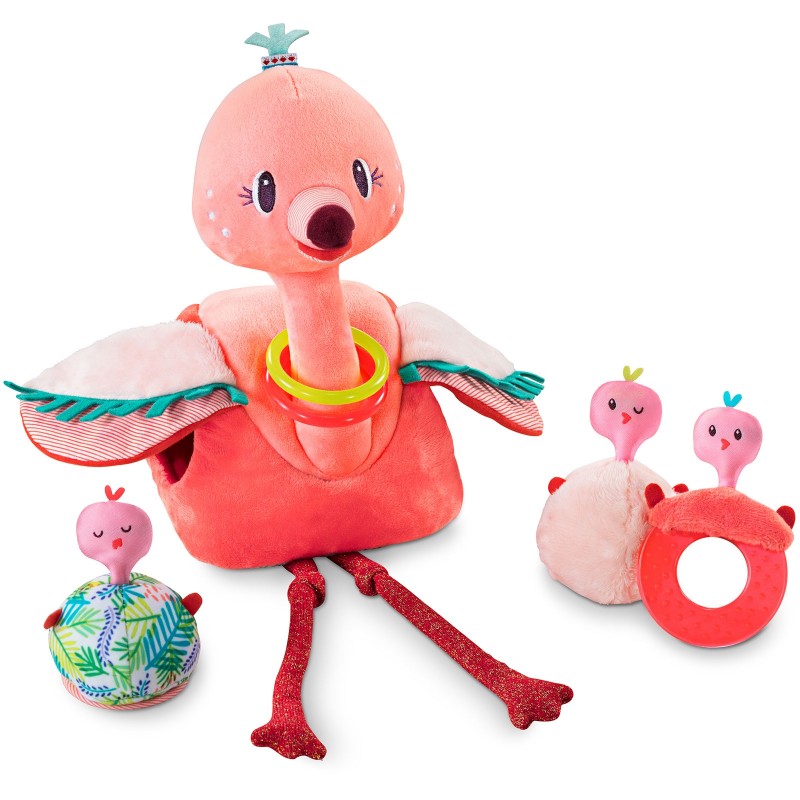 Peluche Anaïs le flamant rose et ses bébés Lilliputiens