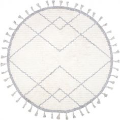 Tapis lavable rond Côme écru et gris (120 cm) - Nattiot