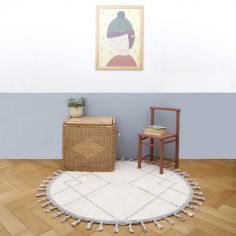 Tapis lavable rond Côme écru et gris (120 cm)