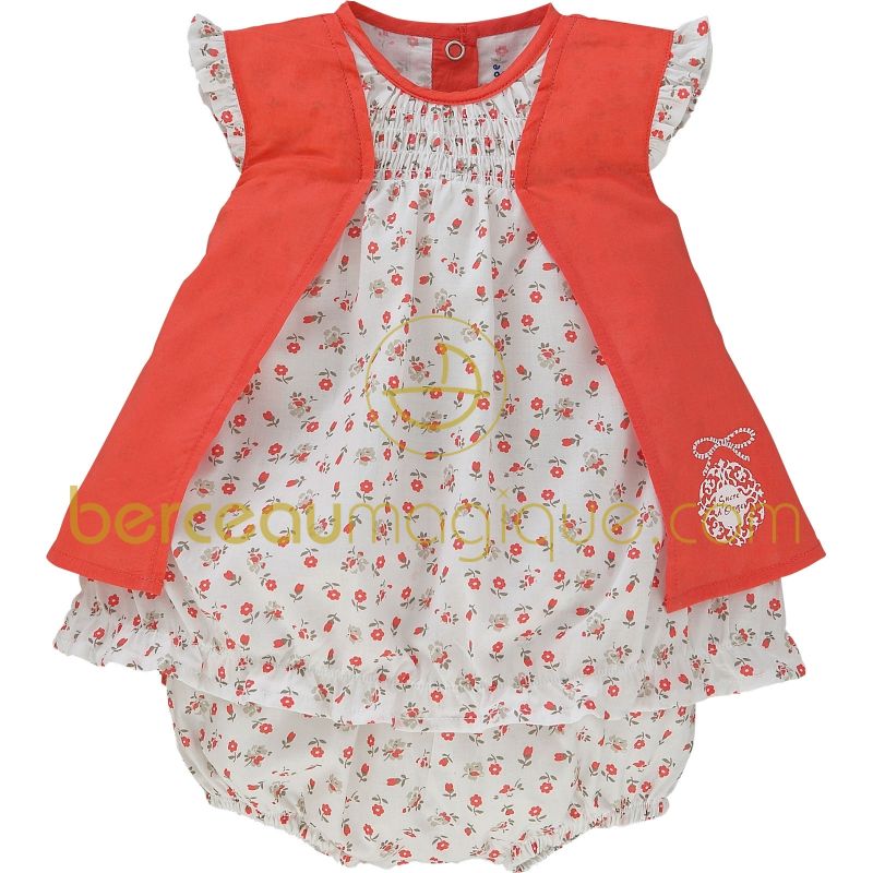Ensemble robe et bloomer Corail, rouge & co (1 mois au 12 mois) Sucre d'orge