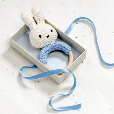 Hochet anneau de dentition Miffy bleu pastel