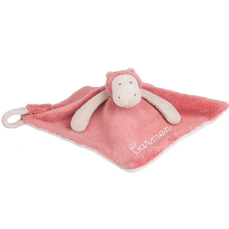 Doudou attache sucette Hippopotame Les Zazous personnalisable (27 x 27 cm) Moulin Roty