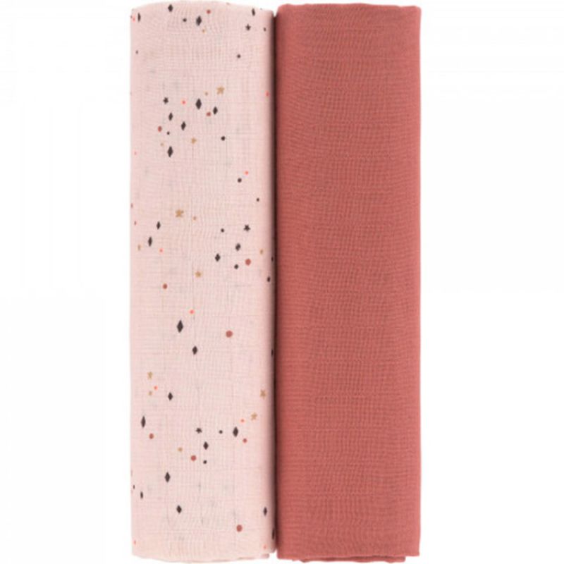 Lot de 2 maxi langes en mousseline More Magic rose (120 x 120 cm) Lässig