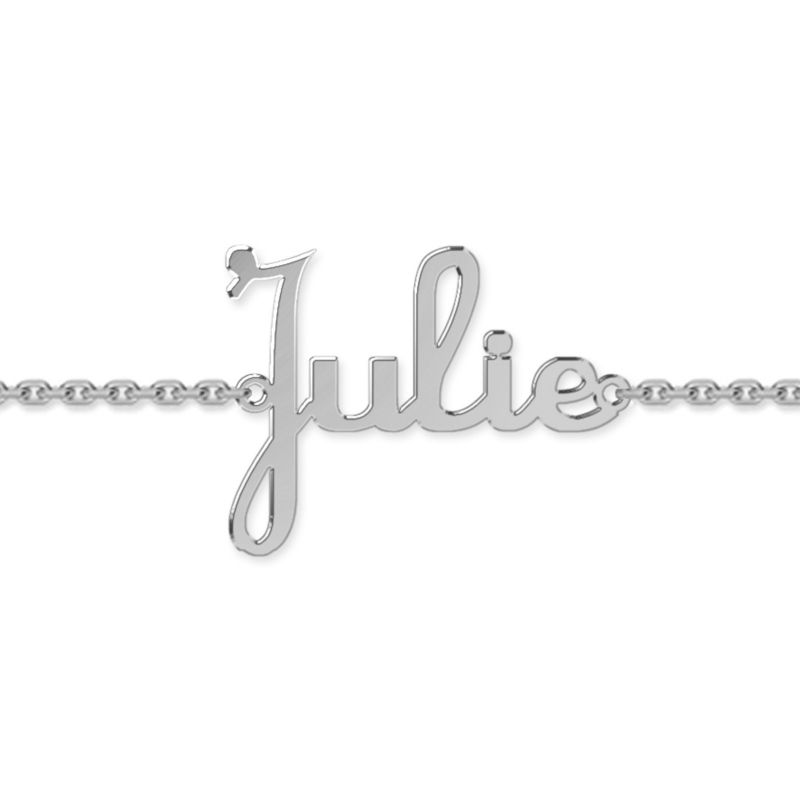 Bracelet bébé prénom découpé police script (or blanc 750°) Louis de l'Ange