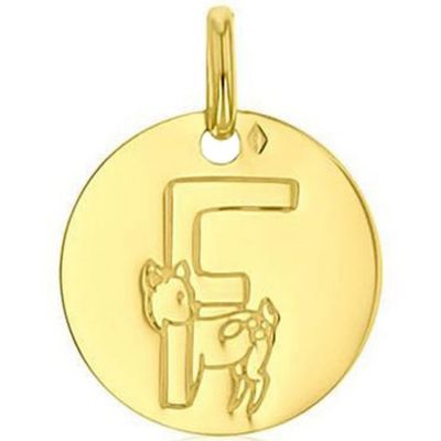 Médaille F comme faon personnalisable (or jaune 750°)
