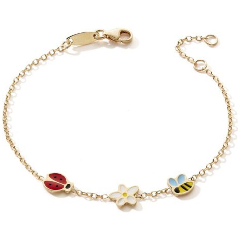 Bracelet Coccinelle-Fleur-Abeille (or jaune 375°) Baby bijoux Produit 1