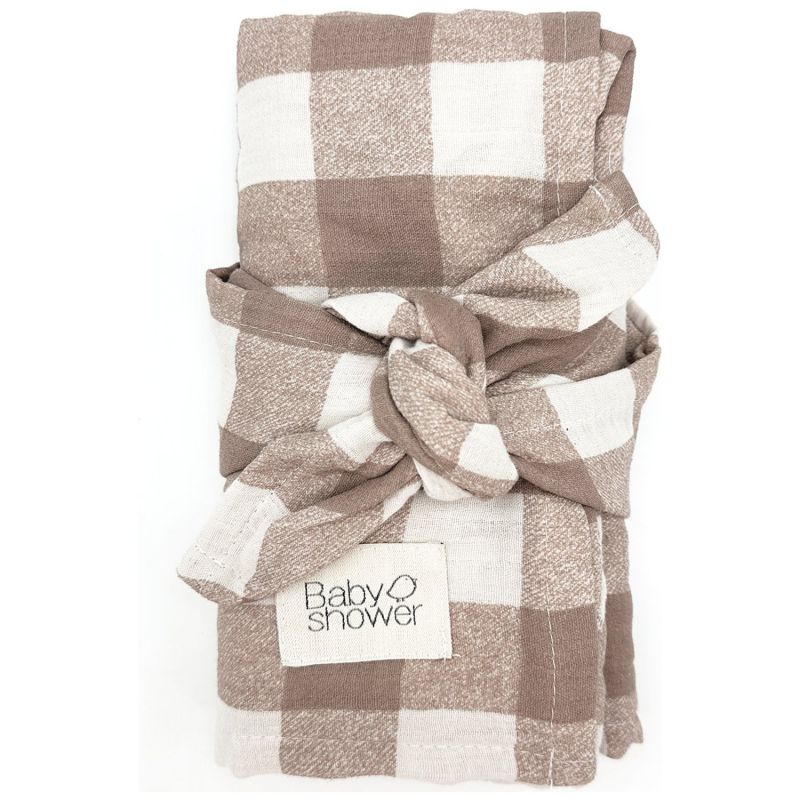 Lot de 2 langes Minimax Vichy Caramel (140 x 100 m) Babyshower Produit 1