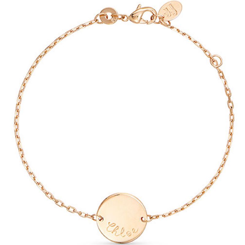 Bracelet Pastille sur chaîne personnalisable (plaqué or) Merci Maman