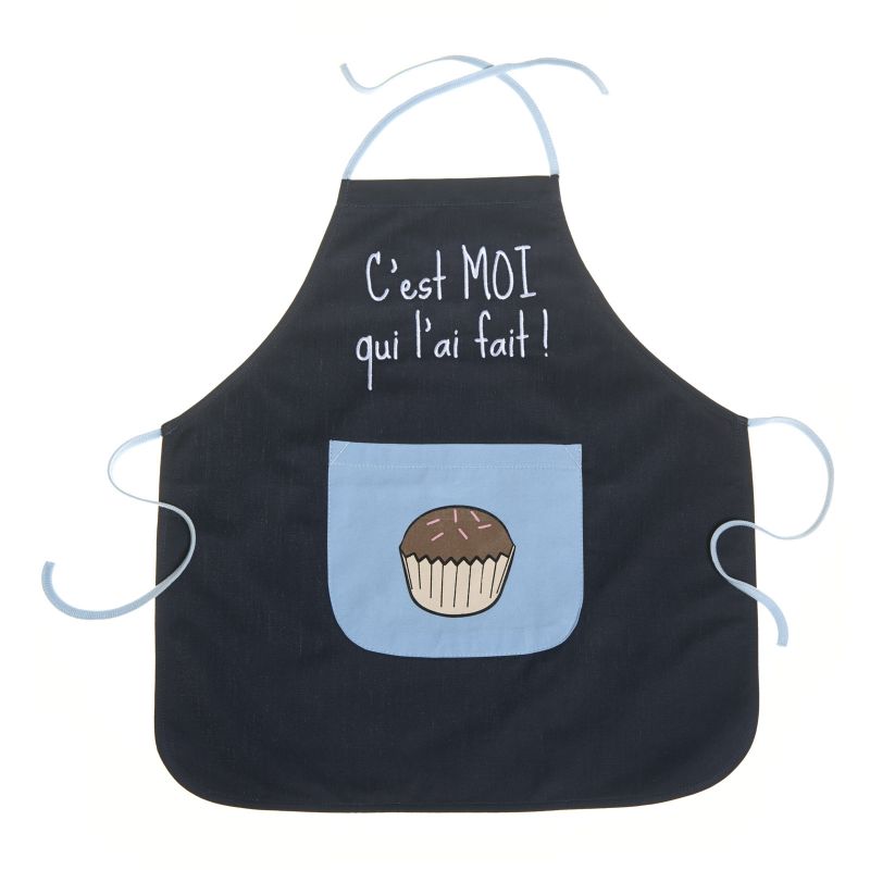 Tablier brodé ''C'est moi qui l'ai fait'' bleu (2-5 ans) BB & Co